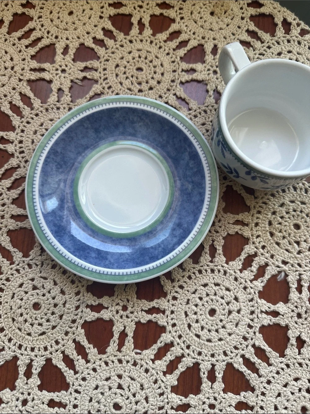 Villeroy & Boch Varios 3 Porcelain Cup & Saucer Set Blue Green White Germany
